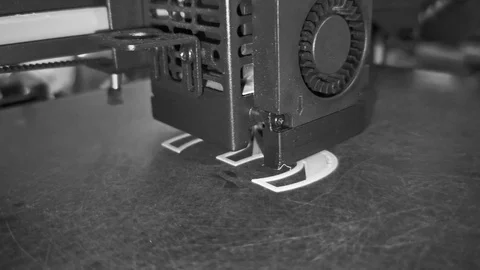 3D printer prints the word 3D black and white Video 4K resolution Stock Footage 118538519