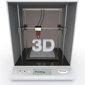 The 3D printer prints a word - 3D Stock Illustration