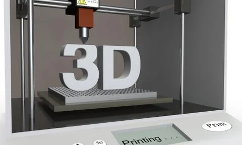 The 3D printer prints a word - 3D Stock Illustration