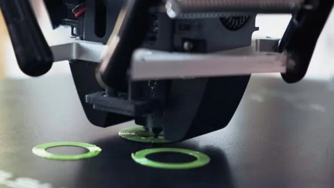 3D printer producing the details. Printing elements on 3d printer machine Video stock 235945486