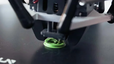 3D printer producing the details. Printing elements on 3d printer machine Stock Footage 235945649