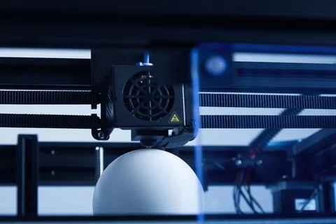 3D printer prototype production. Process of 3d printing using bio sustainable Stockfoto's