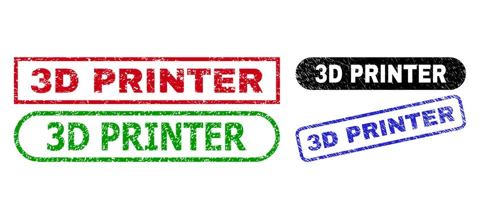 3D PRINTER Rectangle Watermarks Using Corroded Style Stock Illustration