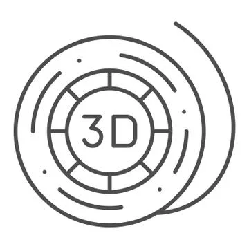 3d printer reel thin line icon. Coil for 3d printer vector illustration isolated 스톡 일러스트