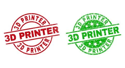 3D PRINTER Round Badges with Corroded Texture イラスト素材