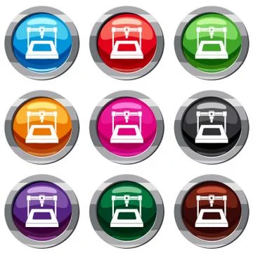 3D printer set 9 collection Stock Illustration