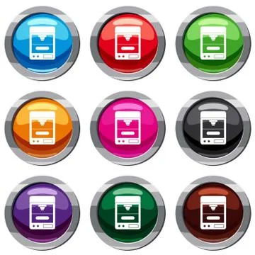 3D printer set 9 collection Stock Illustration