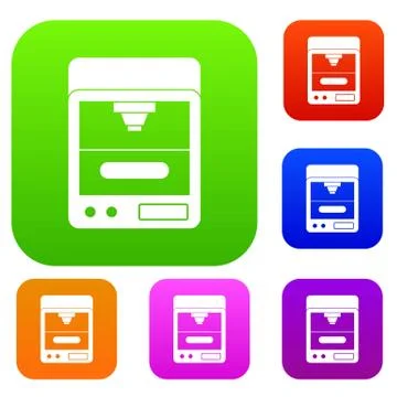 3D printer set color collection Stock Illustration