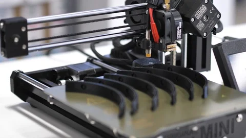 3D Printer Sitting Idle, Stopped At End Of Its Print Video stock 127710330