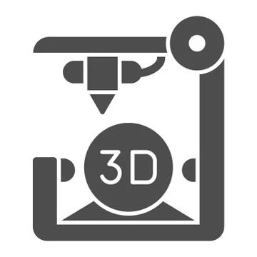 3D printer solid icon. 3D print vector illustration isolated on white. 3d future Illustrazione stock