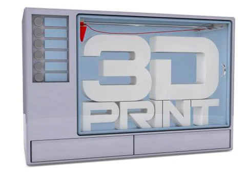 3d printer with solid text. clipping path available イラスト素材