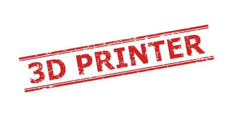 3D PRINTER Stamp with Distress Surface and Double Parallel Lines Stock Illustration
