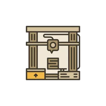 3d printer for three-dimensional printing vector concept colored icon Illustrazione stock