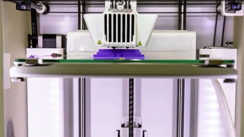 3d printer time-lapse  during stereoscopic printing Stock Footage 171232477