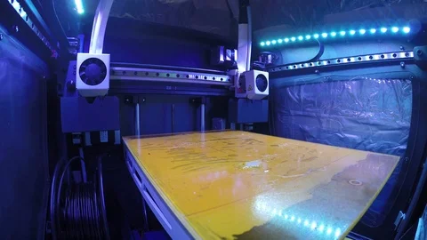 3D printer Timelapse ABS plastic print, design manufacturing, cnc, machine Stock Footage 97181781
