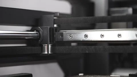 3D printer timing belt moving back and forth during active print process Stock Footage 335213720