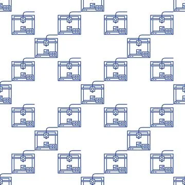 3D Printer vector Additive Manufacturing minimal seamless pattern in thin l.. Stock Illustration