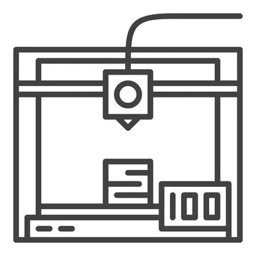 3D Printer vector Additive Manufacturing icon or sign in thin line style Stock Illustration