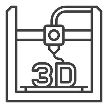 3D Printer vector I Love Printing thin line icon or symbol Stock Illustration