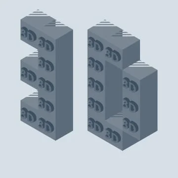 3d printer vector icon made with 3d cubes, 3d printing symbol Stock Illustration