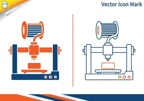 3d printer vector icon mark for modern manufacturing and design. Stock Illustration