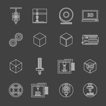 3D printer vector icons Stock Illustration