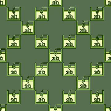 3D Printer vector Printing colored seamless pattern Stock Illustration
