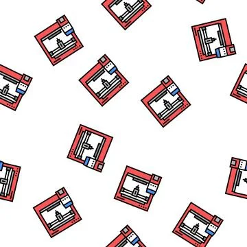 3d printer vector seamless pattern Stock Illustration