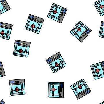 3d printer vector seamless pattern Illustrazione stock