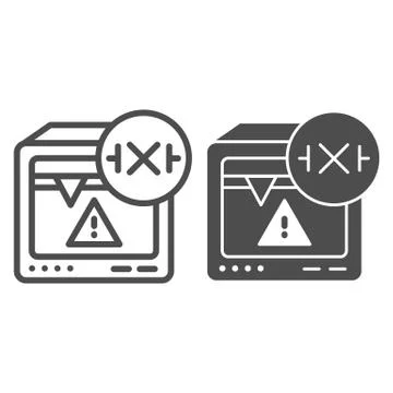 3D printer warning line and glyph icon. Error printing vector illustration Stock Illustration