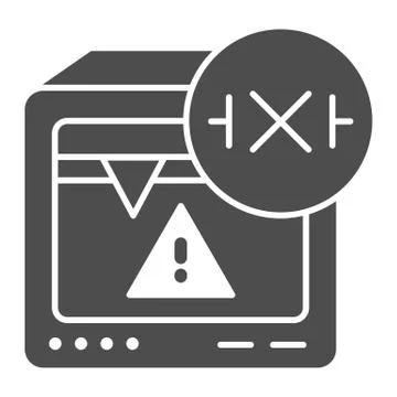 3D printer warning solid icon. Error printing vector illustration isolated on Illustrazione stock