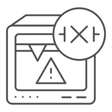 3D printer warning thin line icon. Error printing vector illustration isolated Stock Illustration