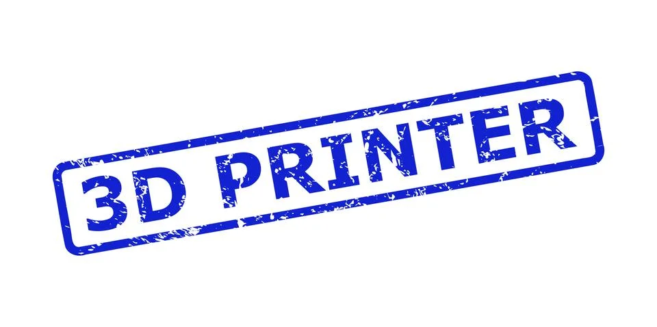 3D PRINTER Watermark with Rubber Style and Rounded Rectangle Frame Stock Illustration