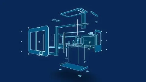 3d printer wire style, 3d illustration Stock Illustration