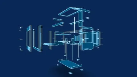 3d printer wire style, 3d illustration Stock Illustration