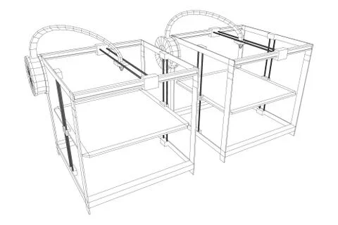 3D Printer Wireframe Stock Illustration
