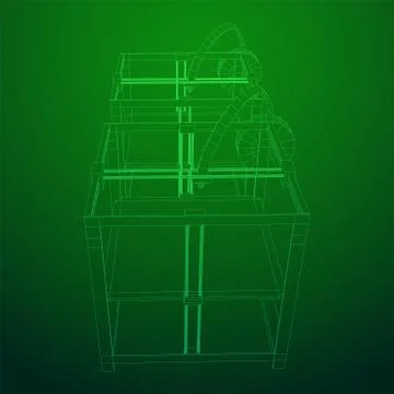 3D Printer Wireframe Stock Illustration
