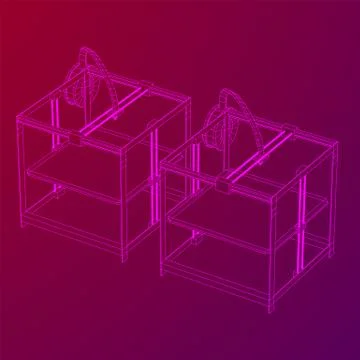 3D Printer Wireframe Stock Illustration