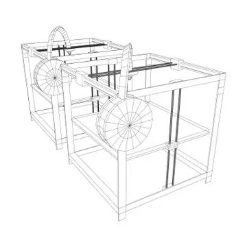 3D Printer Wireframe Stock Illustration