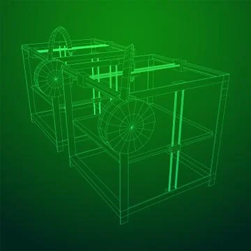 3D Printer Wireframe Stock Illustration