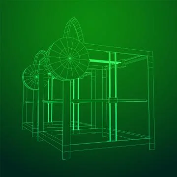 3D Printer Wireframe Illustrazione stock