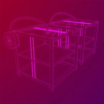 3D Printer Wireframe Stock Illustration