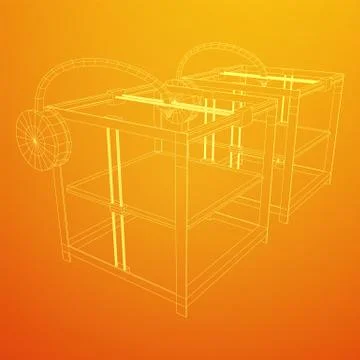 3D Printer Wireframe Stockillustratie
