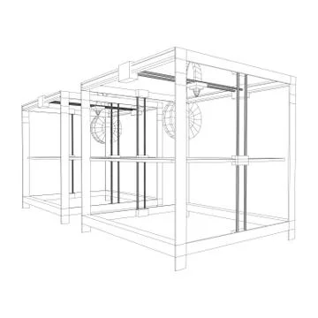 3D Printer Wireframe Illustrazione stock