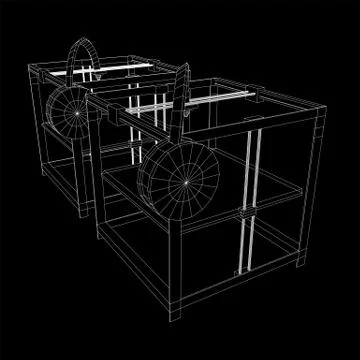 3D Printer Wireframe Illustrazione stock