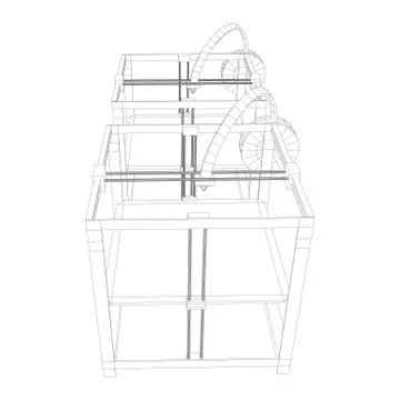3D Printer Wireframe Stock Illustration