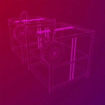 3D Printer Wireframe Stock Illustration