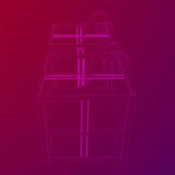 3D Printer Wireframe Illustrazione stock