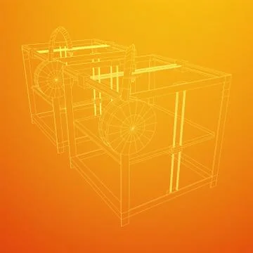 3D Printer Wireframe Stock Illustration