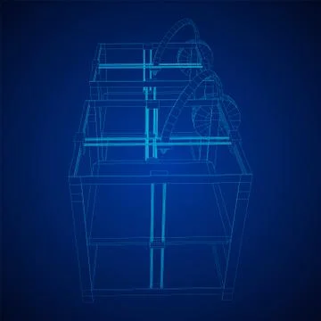 3D Printer Wireframe Illustrazione stock